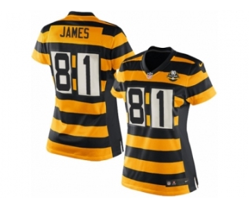 Women's Nike Pittsburgh Steelers #81 Jesse James Limited Yellow Black Alternate 80TH Anniversary Throwback NFL Jersey