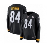 Women's Nike Pittsburgh Steelers #84 Antonio Brown Limited Black Therma Long Sleeve NFL Jersey