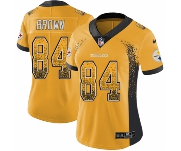 Women's Nike Pittsburgh Steelers #84 Antonio Brown Limited Gold Rush Drift Fashion NFL Jersey