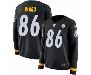 Women's Nike Pittsburgh Steelers #86 Hines Ward Limited Black Therma Long Sleeve NFL Jersey