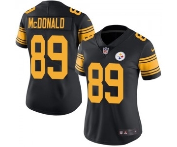 Women's Nike Pittsburgh Steelers #89 Vance McDonald Limited Black Rush Vapor Untouchable NFL Jersey