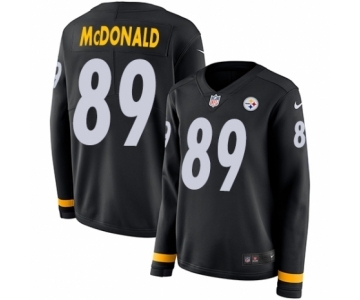 Women's Nike Pittsburgh Steelers #89 Vance McDonald Limited Black Therma Long Sleeve NFL Jersey