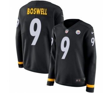 Women's Nike Pittsburgh Steelers #9 Chris Boswell Limited Black Therma Long Sleeve NFL Jersey