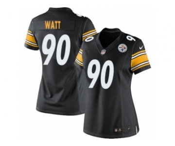 Women's Nike Pittsburgh Steelers #90 T. J. Watt Limited Black Team Color NFL Jersey