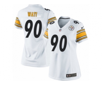 Women's Nike Pittsburgh Steelers #90 T. J. Watt Limited White NFL Jersey