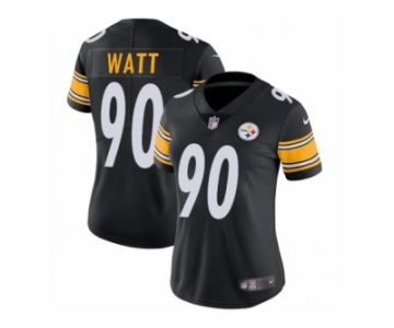 Women's Nike Pittsburgh Steelers #90 T. J. Watt Vapor Untouchable Limited Black Team Color NFL Jersey