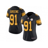 Women's Nike Pittsburgh Steelers #91 Kevin Greene Limited Black Rush NFL Jersey