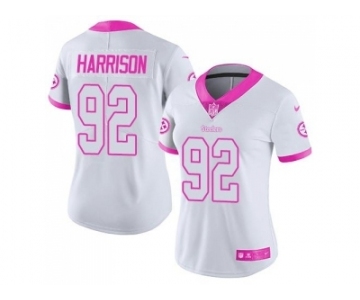 Women's Nike Pittsburgh Steelers #92 James Harrison Limited Rush Fashion Pink NFL Jersey