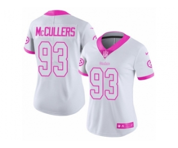 Women's Nike Pittsburgh Steelers #93 Dan McCullers Limited White Pink Rush Fashion NFL Jersey