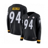 Women's Nike Pittsburgh Steelers #94 Tyson Alualu Limited Black Therma Long Sleeve NFL Jersey