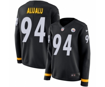 Women's Nike Pittsburgh Steelers #94 Tyson Alualu Limited Black Therma Long Sleeve NFL Jersey