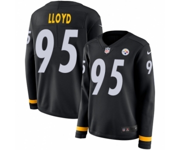 Women's Nike Pittsburgh Steelers #95 Greg Lloyd Limited Black Therma Long Sleeve NFL Jersey