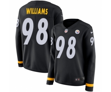 Women's Nike Pittsburgh Steelers #98 Vince Williams Limited Black Therma Long Sleeve NFL Jersey