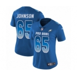 Women's Philadelphia Eagles #65 Lane Johnson Limited Royal Blue NFC 2019 Pro Bowl Football Jersey