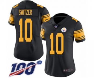 Women's Pittsburgh Steelers #10 Ryan Switzer Limited Black Rush Vapor Untouchable 100th Season Football Jersey