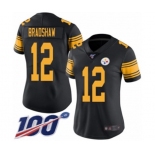 Women's Pittsburgh Steelers #12 Terry Bradshaw Limited Black Rush Vapor Untouchable 100th Season Football Jersey