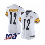 Women's Pittsburgh Steelers #12 Terry Bradshaw White Vapor Untouchable Limited Player 100th Season Football Jersey