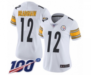 Women's Pittsburgh Steelers #12 Terry Bradshaw White Vapor Untouchable Limited Player 100th Season Football Jersey