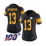 Women's Pittsburgh Steelers #13 James Washington Limited Black Rush Vapor Untouchable 100th Season Football Jersey