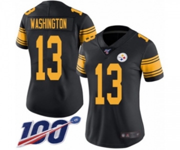 Women's Pittsburgh Steelers #13 James Washington Limited Black Rush Vapor Untouchable 100th Season Football Jersey