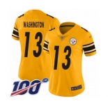 Women's Pittsburgh Steelers #13 James Washington Limited Gold Inverted Legend 100th Season Football Jersey