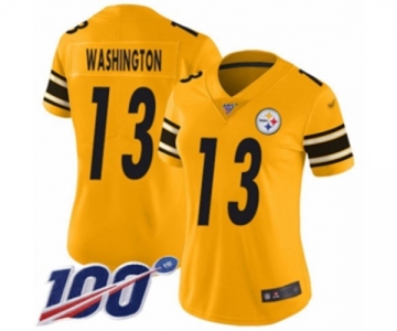 Women's Pittsburgh Steelers #13 James Washington Limited Gold Inverted Legend 100th Season Football Jersey