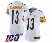 Women's Pittsburgh Steelers #13 James Washington White Vapor Untouchable Limited Player 100th Season Football Jersey