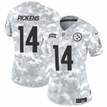 Women's Pittsburgh Steelers #14 George Pickens 2024 F.U.S.E Arctic Camo Salute To Service Limited Stitched Football Jersey