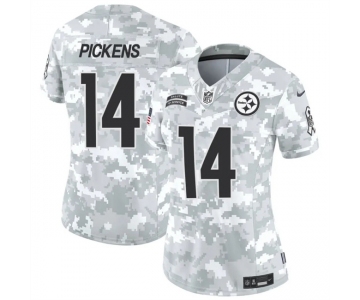 Women's Pittsburgh Steelers #14 George Pickens 2024 F.U.S.E Arctic Camo Salute To Service Limited Stitched Football Jersey