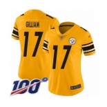 Women's Pittsburgh Steelers #17 Joe Gilliam Limited Gold Inverted Legend 100th Season Football Jersey