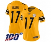 Women's Pittsburgh Steelers #17 Joe Gilliam Limited Gold Inverted Legend 100th Season Football Jersey