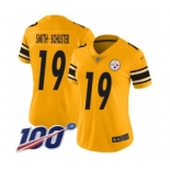 Women's Pittsburgh Steelers #19 JuJu Smith-Schuster Limited Gold Inverted Legend 100th Season Football Jersey