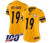 Women's Pittsburgh Steelers #19 JuJu Smith-Schuster Limited Gold Inverted Legend 100th Season Football Jersey