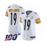 Women's Pittsburgh Steelers #19 JuJu Smith-Schuster White Vapor Untouchable Limited Player 100th Season Football Jersey