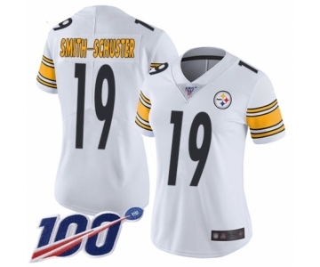 Women's Pittsburgh Steelers #19 JuJu Smith-Schuster White Vapor Untouchable Limited Player 100th Season Football Jersey