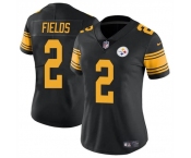 Women's Pittsburgh Steelers #2 Justin Fields Black Color Rush Football Stitched Jersey