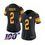 Women's Pittsburgh Steelers #2 Mason Rudolph Limited Black Rush Vapor Untouchable 100th Season Football Jersey