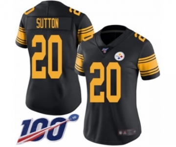 Women's Pittsburgh Steelers #20 Cameron Sutton Limited Black Rush Vapor Untouchable 100th Season Football Jersey