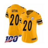 Women's Pittsburgh Steelers #20 Cameron Sutton Limited Gold Inverted Legend 100th Season Football Jersey