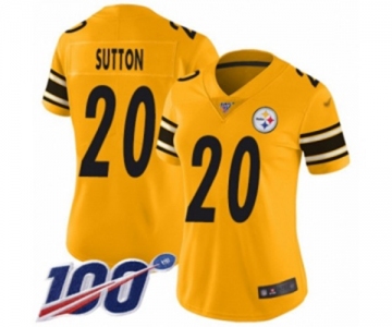 Women's Pittsburgh Steelers #20 Cameron Sutton Limited Gold Inverted Legend 100th Season Football Jersey