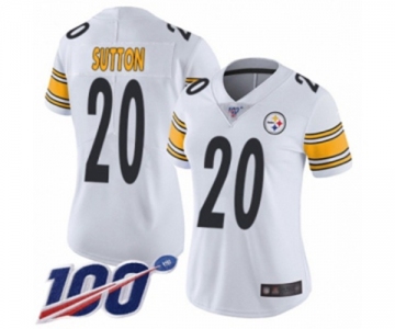 Women's Pittsburgh Steelers #20 Cameron Sutton White Vapor Untouchable Limited Player 100th Season Football Jersey