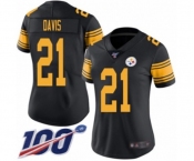 Women's Pittsburgh Steelers #21 Sean Davis Limited Black Rush Vapor Untouchable 100th Season Football Jersey