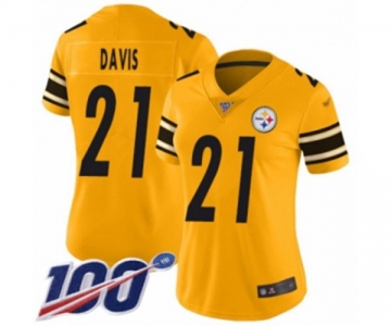 Women's Pittsburgh Steelers #21 Sean Davis Limited Gold Inverted Legend 100th Season Football Jersey