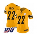 Women's Pittsburgh Steelers #22 Steven Nelson Limited Gold Inverted Legend 100th Season Football Jersey