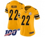 Women's Pittsburgh Steelers #22 Steven Nelson Limited Gold Inverted Legend 100th Season Football Jersey