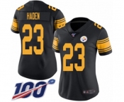 Women's Pittsburgh Steelers #23 Joe Haden Limited Black Rush Vapor Untouchable 100th Season Football Jersey