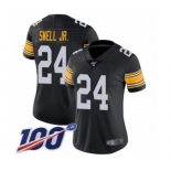 Women's Pittsburgh Steelers #24 Benny Snell Jr. Black Alternate Vapor Untouchable Limited Player 100th Season Football Jersey