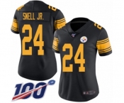 Women's Pittsburgh Steelers #24 Benny Snell Jr. Limited Black Rush Vapor Untouchable 100th Season Football Jersey