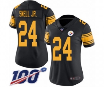 Women's Pittsburgh Steelers #24 Benny Snell Jr. Limited Black Rush Vapor Untouchable 100th Season Football Jersey