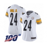 Women's Pittsburgh Steelers #24 Benny Snell Jr. White Vapor Untouchable Limited Player 100th Season Football Jersey